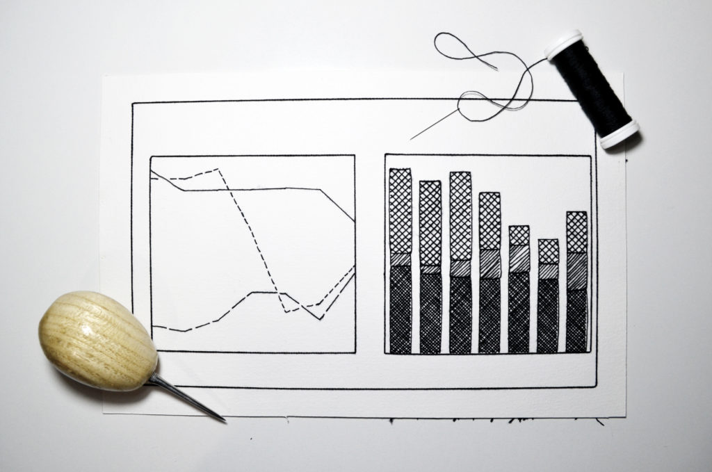 Tidy hand embroidered bar chart