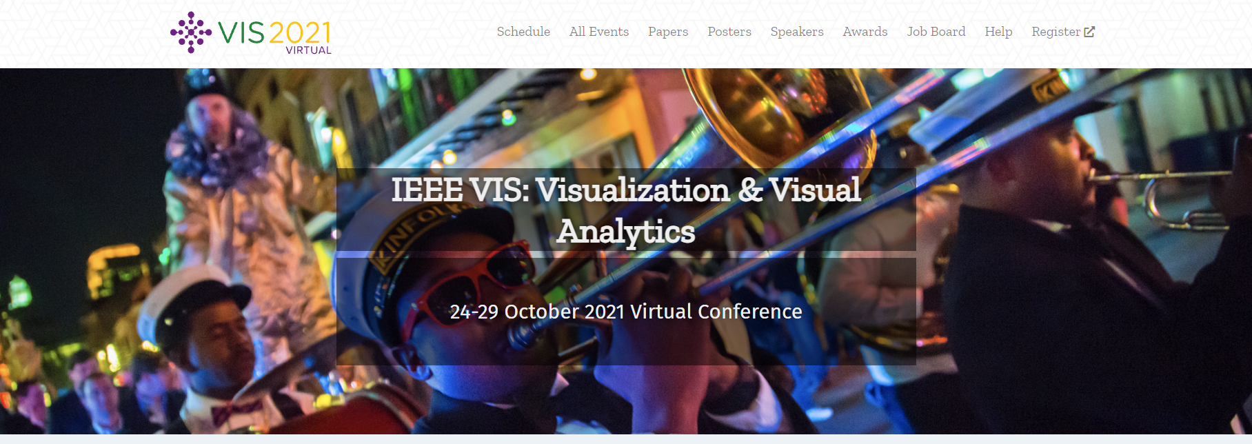 Header image from the IEEE VIS virtual showing the conference dates 24-29 Octobre 2021