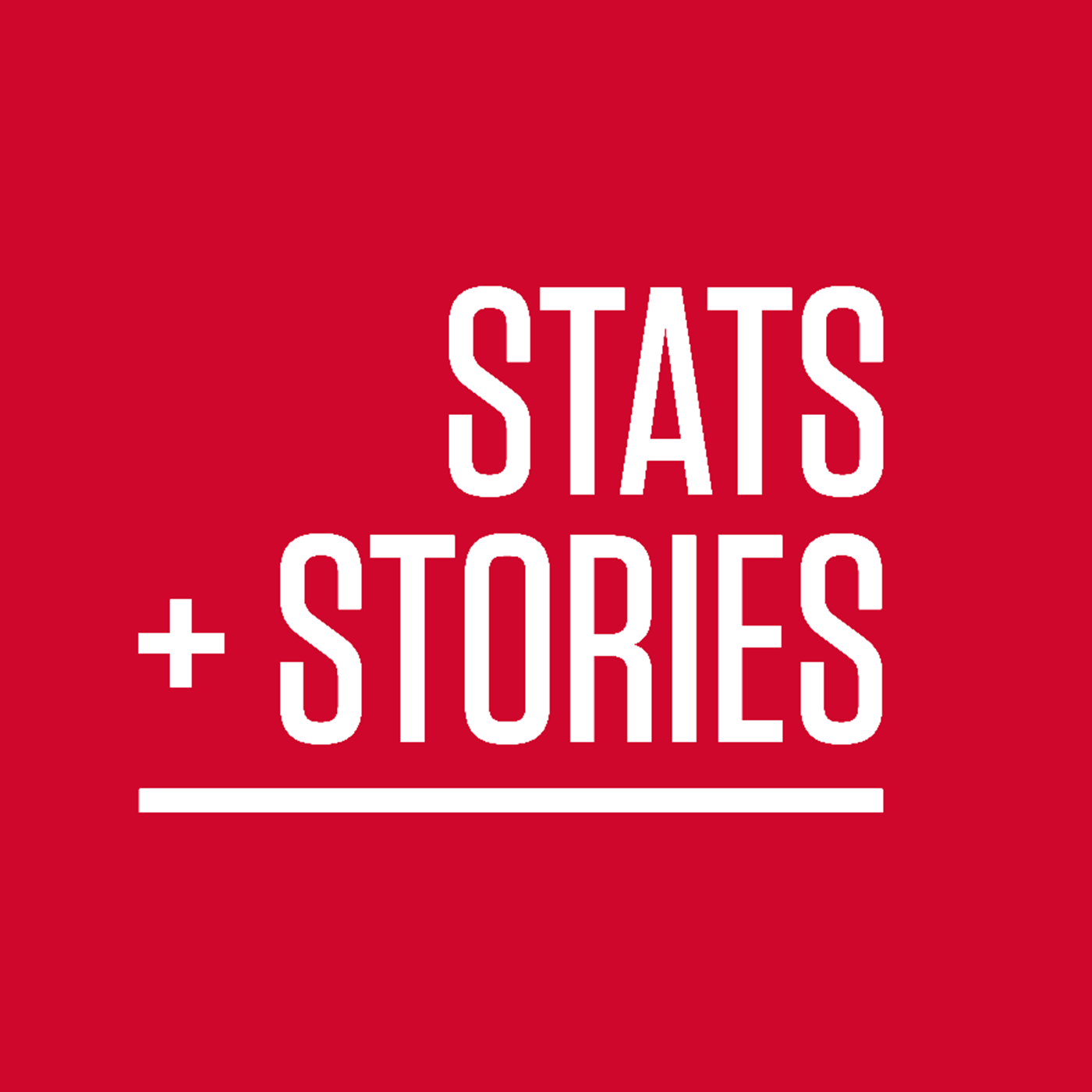 Stats_and_stories logo, red background, white text