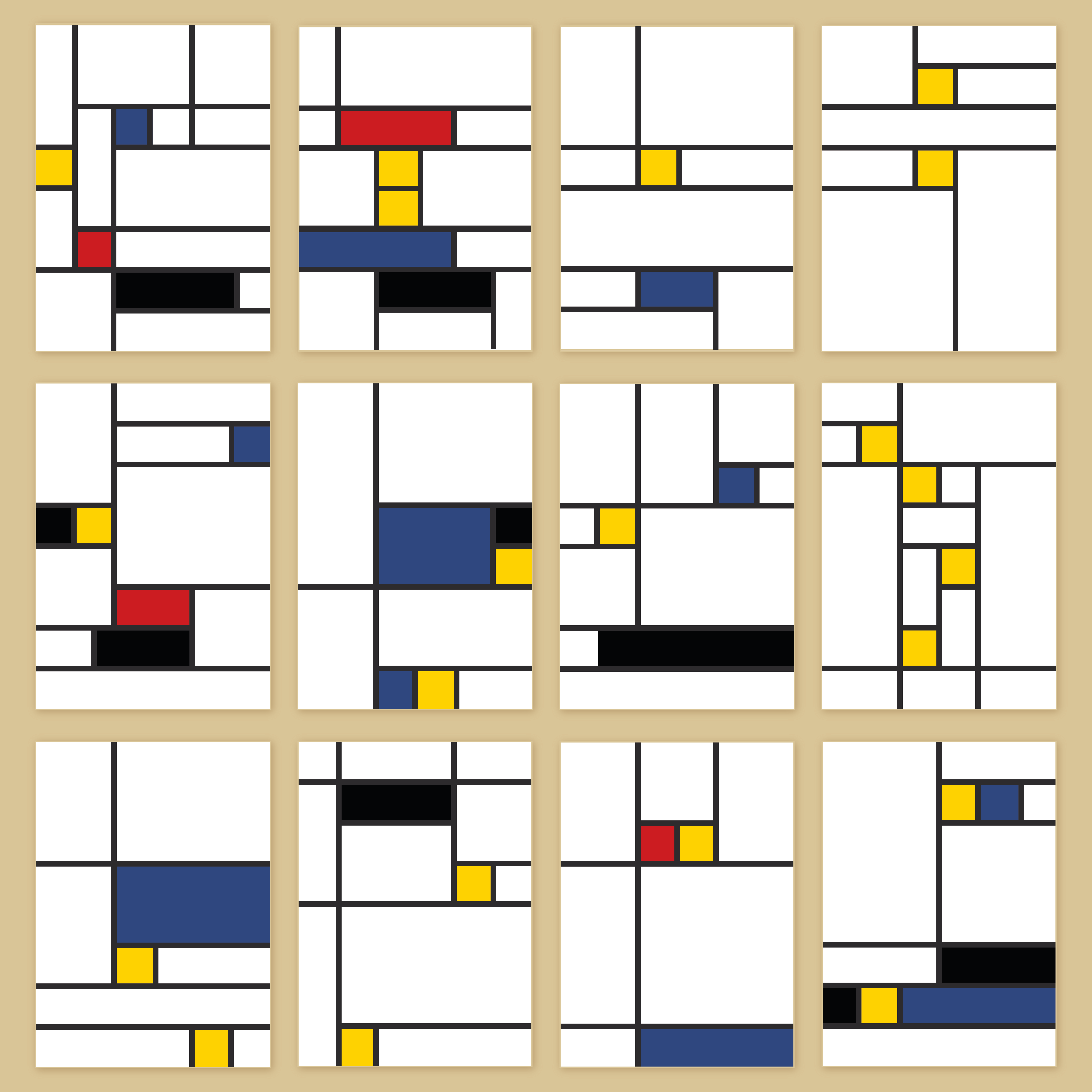 Creating a visual representation of my first 12 nights, drawing inspiration from Piet Mondrian's art style.
